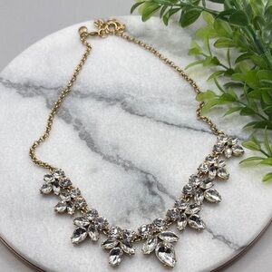 J. Crew Gold-tone Clear Crystal Floral Statement Necklace